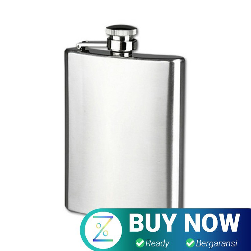 Botol Minum Wine Flask Bentuk Kotak 8oz - MS351 - Silver