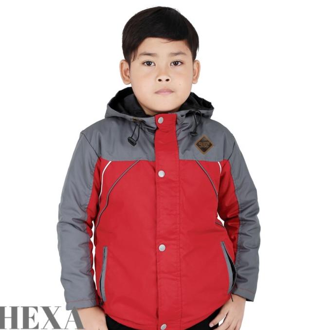 Jaket Parasut Anak Laki Laki Cowok Merah Umur 7 8 9 10 11 12 Tahun