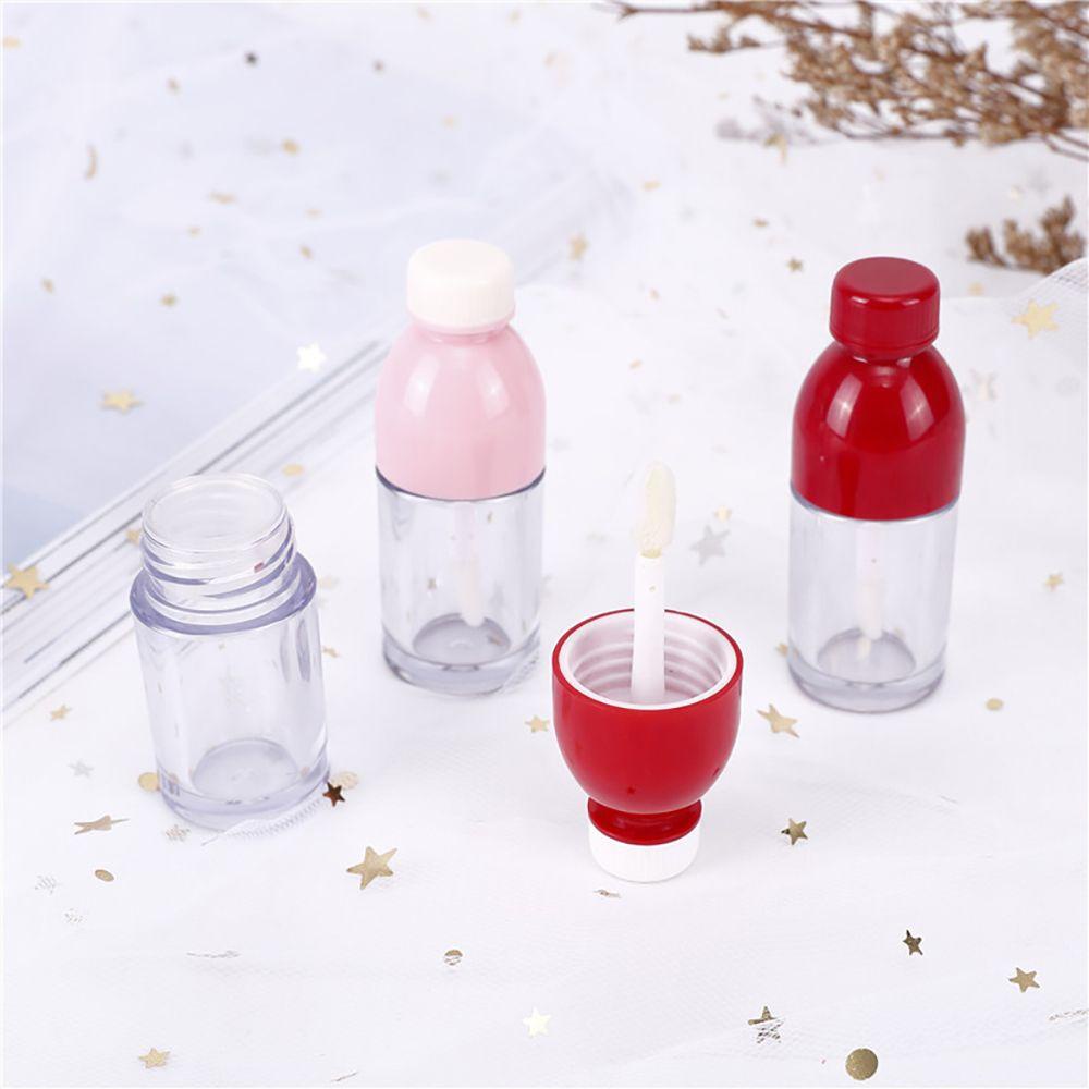 [Elegan] Lip Gloss Tabung Portable Lucu Berongga Merah Kosong DIY Lip Balm Minuman Bentuk Botol Alat Makeup Botol Sampel