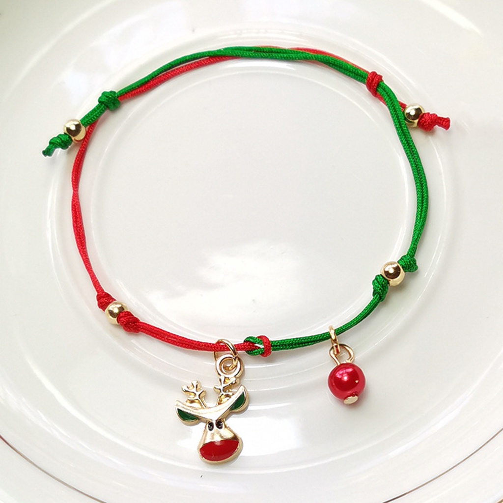 Hu Hu Hu Hu Hu Alat Bantu Pasang Kacamata♡ Gelang Rajut Tangan Desain Pohon Natal Santa Claus Rusa Snowflake Untuk Unisex