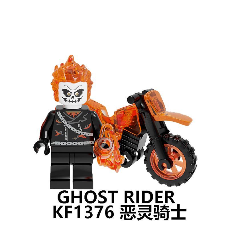 Lego Ghost Rider Super Hero Marvel Minifigure Spiderman Ironaman Hulk Ronin