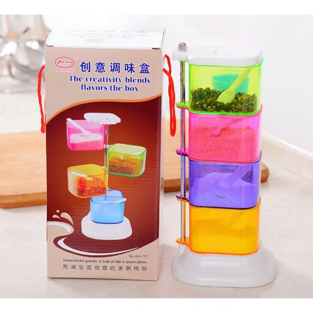 Tempat bumbu lucu unik 4 susun