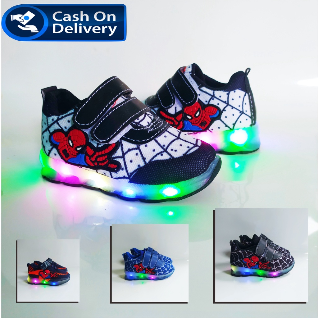 Sepatu anak LED SNEAKER KEREN SPIDERMAN IMPORT