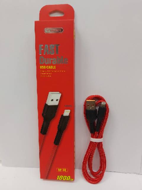 CABLE DATA VEGER VP-14 / FAST DURABLE /IPHONE AND TYPE C USB 100cm