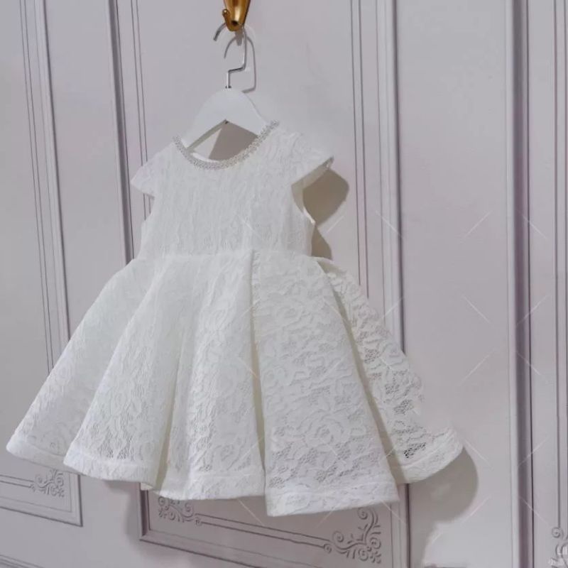 GUAN BROKAT RENDA ANAK PEREMPUAN GAUN PESTA ULANG TAHUN BAYI PEREMPUAN DRESS PUTIH BAPTIS GEREJA BAP