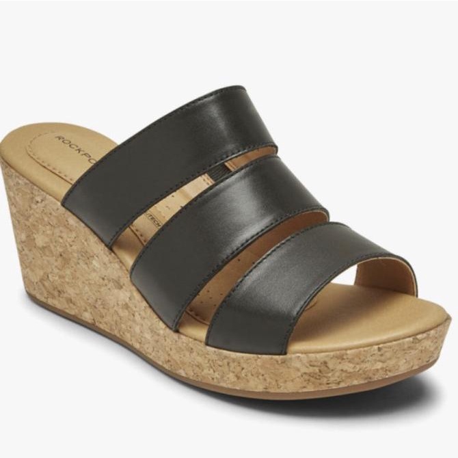 Sandal wanita wedges rockport 3 band slide original with box GRATIS