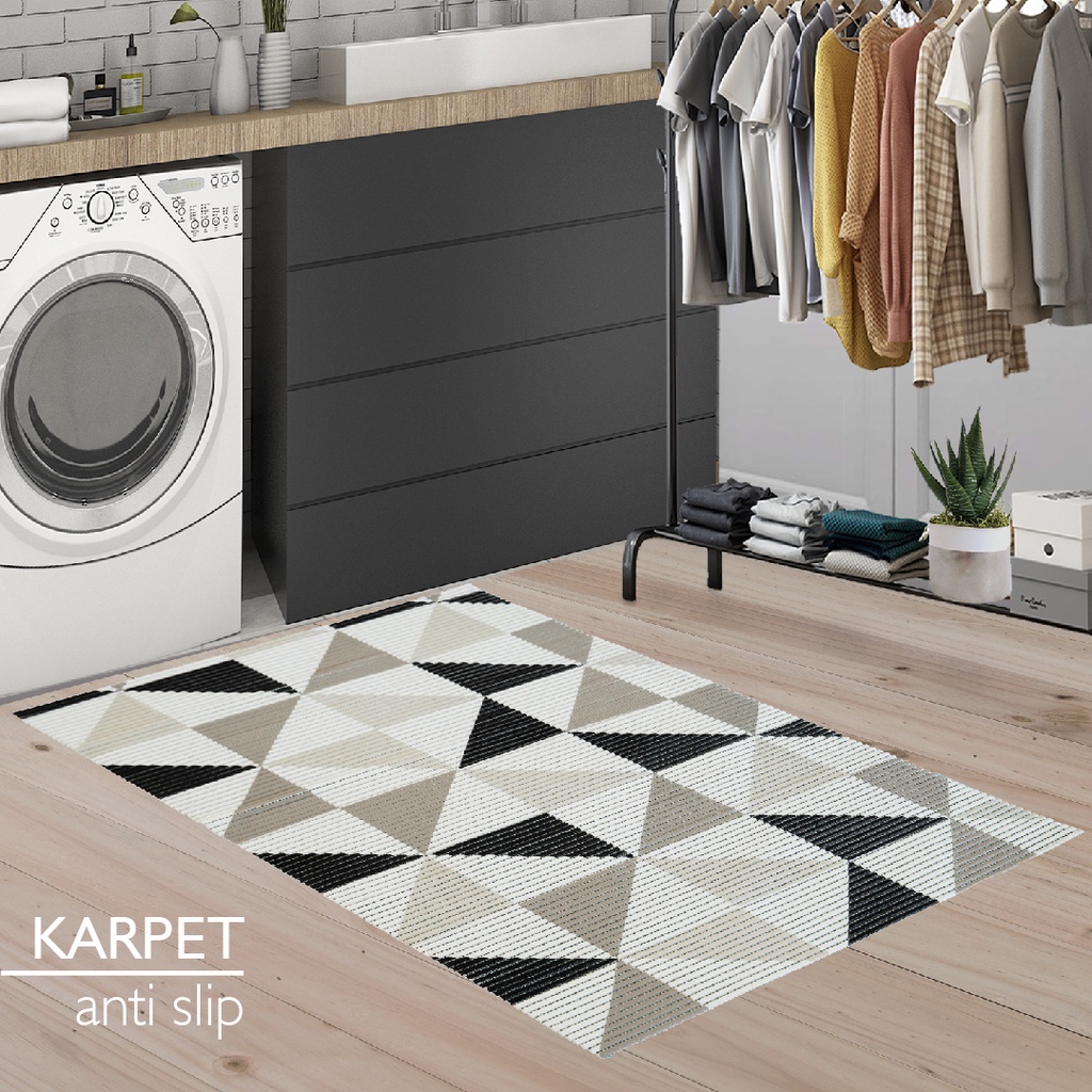 Tikar Busa PVC Kamar Mandi, Anti Slip, Keset Pintu, Tikar dapur bersih Jual Permeter-Minimalis Abu