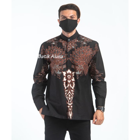 Batik Kemeja Lengan Panjang Model Koko Premium Lapis Furing Bahan Katun Halus Adem Batik Ramadhan Le