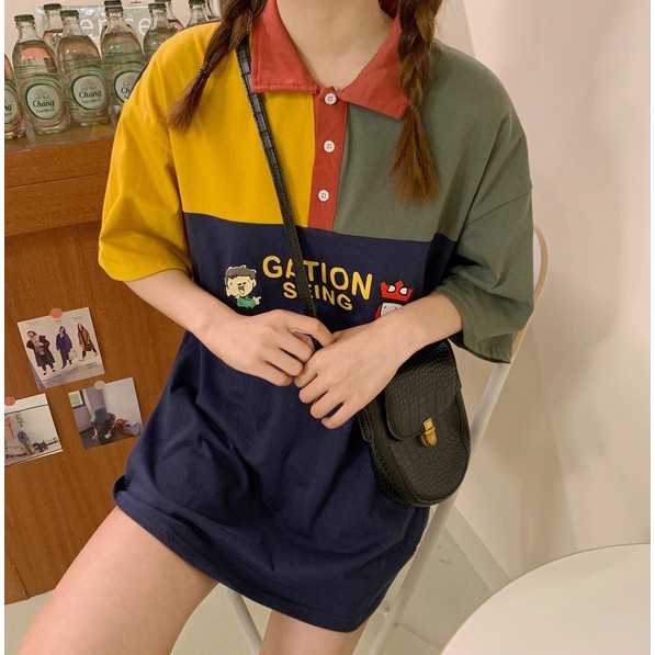 KOR-62 kaos polo kerah shirt wanita mori fashion import korea jepang