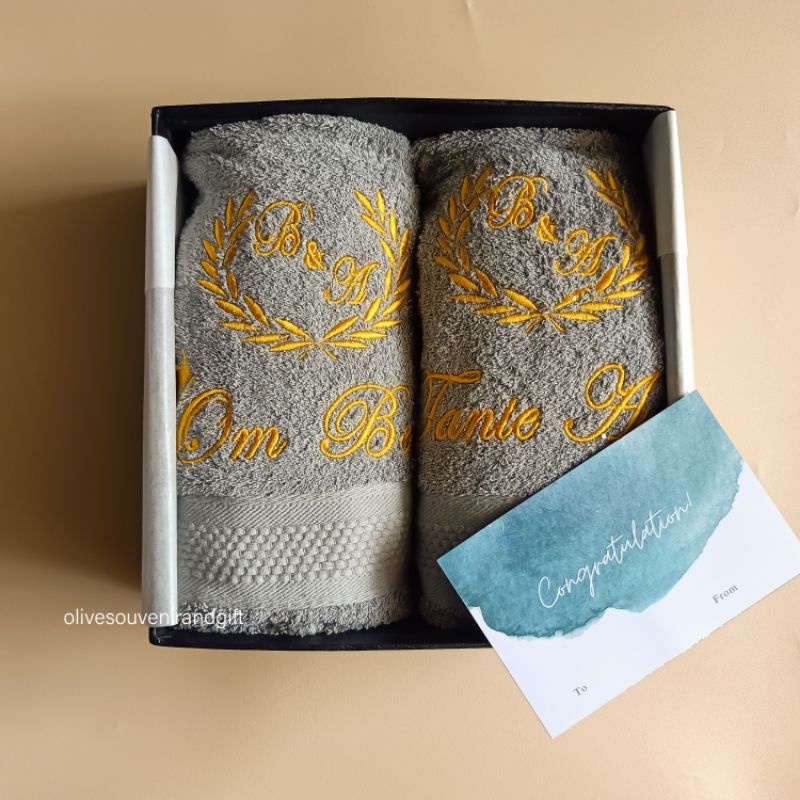 Hampers Handuk Couple Handuk Custom Wedding Handuk Bordir Nama Kado Wedding Towel Hampers Couple Ham
