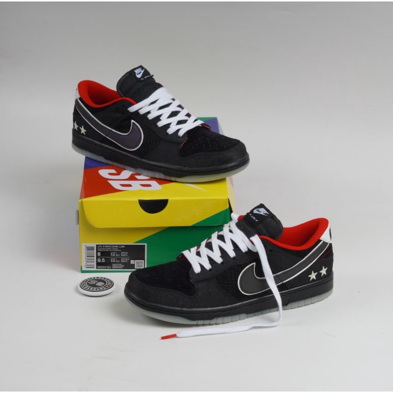 LPL x Nike SB Dunk Low Hitam Putih Cerah Crimson