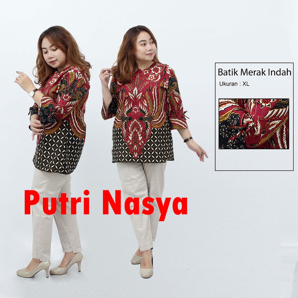 Atasan Batik Blouse Wanita Size Lengkap S-M-L-XL-XXL-3L-4L-5L Model Lengkap Seragam Batik