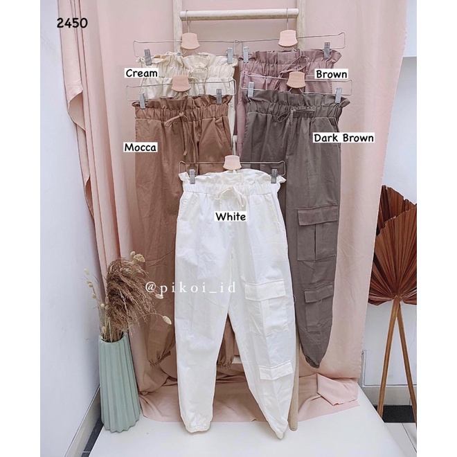 Celana Joger Hitam / Celana Highwaist Linen / Celana panjang wanita katun linen / jogger putih katun