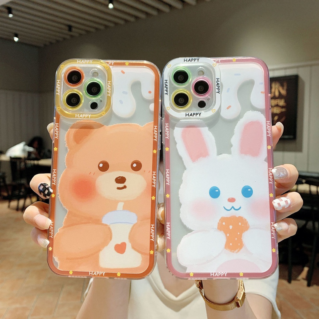 Pola Kelinci Yang Indah Casing Ponsel untuk iPhone 11 12 13 Pro Max Xr XsMax 7 8 Plus MkKl4