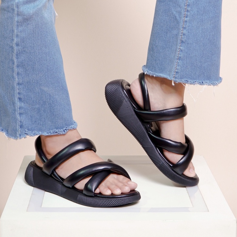 LAPEPA YUK - Sepatu Sandal Wanita Wedges VIVIAN Model Silang dua Tali Strap Belakang Hak Tinggi Sole 3 cm Spatu Sendal Gunung Cewek  Size 36 37 38 39 40 41 Warna Lilac Ungu Soft Kekinian Premium Terbaru Shoes Ori Original Mall Official Store Promo