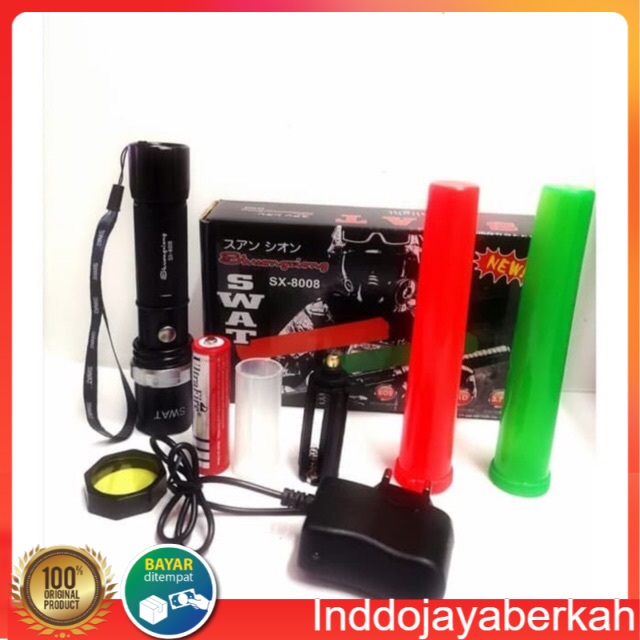 Senter police swat LED Super Terang Original Bisa Dicharge