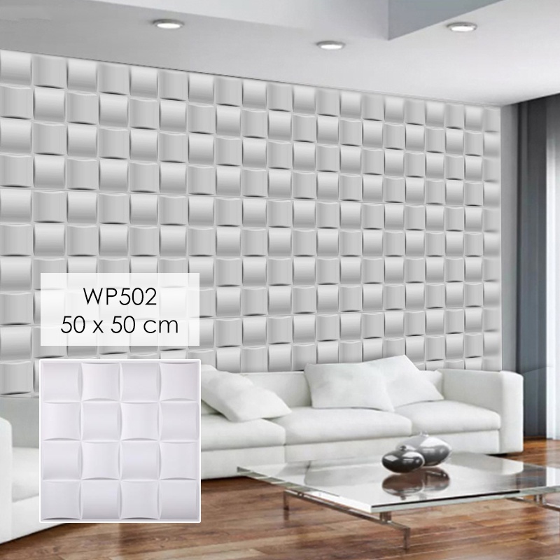 Wall Panel 3D Dinding Ornamen Bahan PVC Bisa Dibersihkan Motif Timbul MINIMAL ORDER 6 PCS-WP502 50x50cm