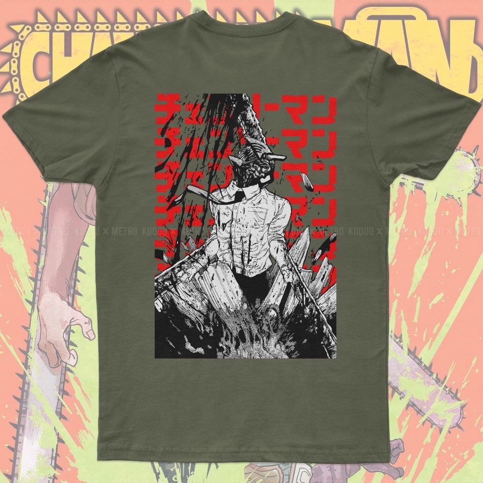 Kaos Chainsaw Man Black Anime Manga Premium Unisex