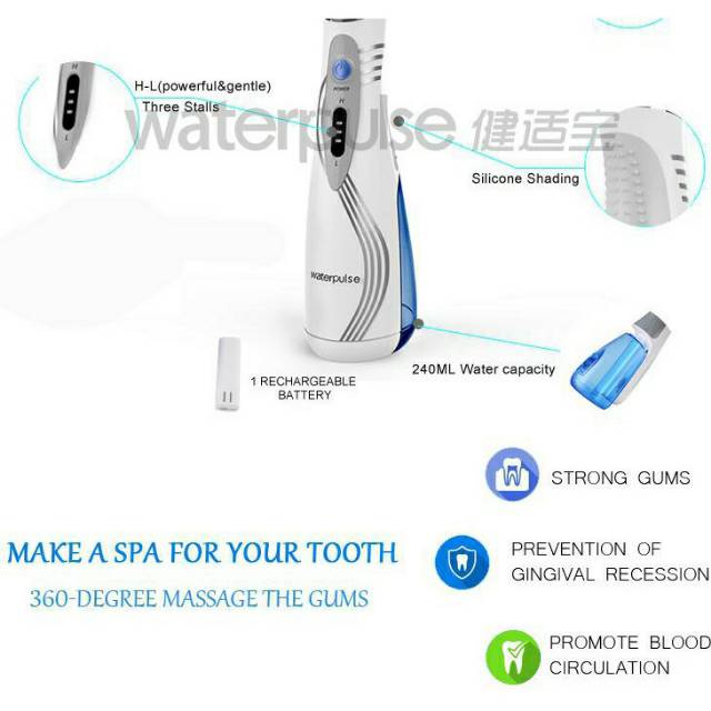 WATERPULSE WATER JET PICK FLOSSER TEETH TOOTH V400 / WATERPULSE DENTAL FLOSSER  PEMBERSIH GIGI V 400 plus