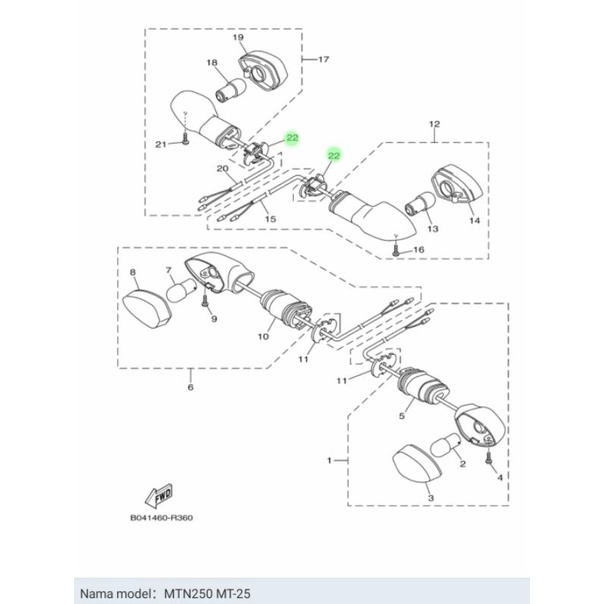 PLASTIK PENGUNCI LAMPU SEN SEIN BELAKANG VIXION OLD BYSON R25 MT25 ASLI ORI YAMAHA 3C1 H3318 00