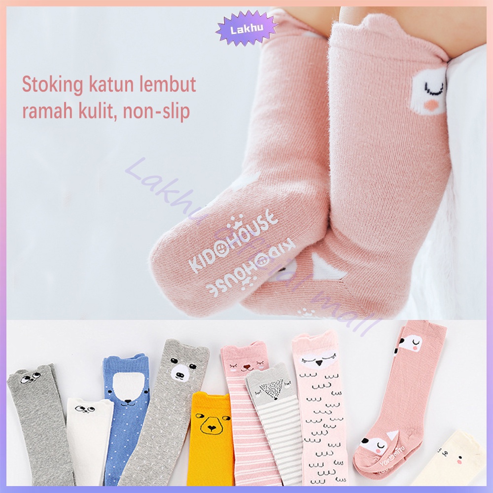 Lakhu kaos kaki panjang bayi motif anak /kaus kaki panjang bayi /baby socks anti slip 0-2tahun