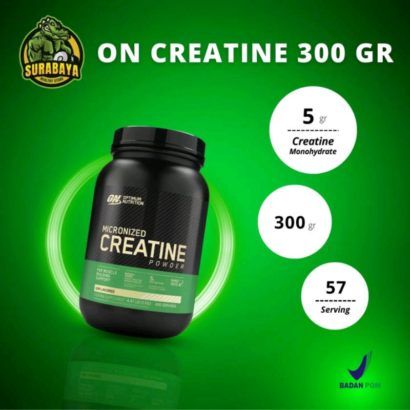 ON CREATINE 300 GRAM 60 SERVING BPOM AOM OPTIMUM NUTRITION CRE MONOHYDRATE