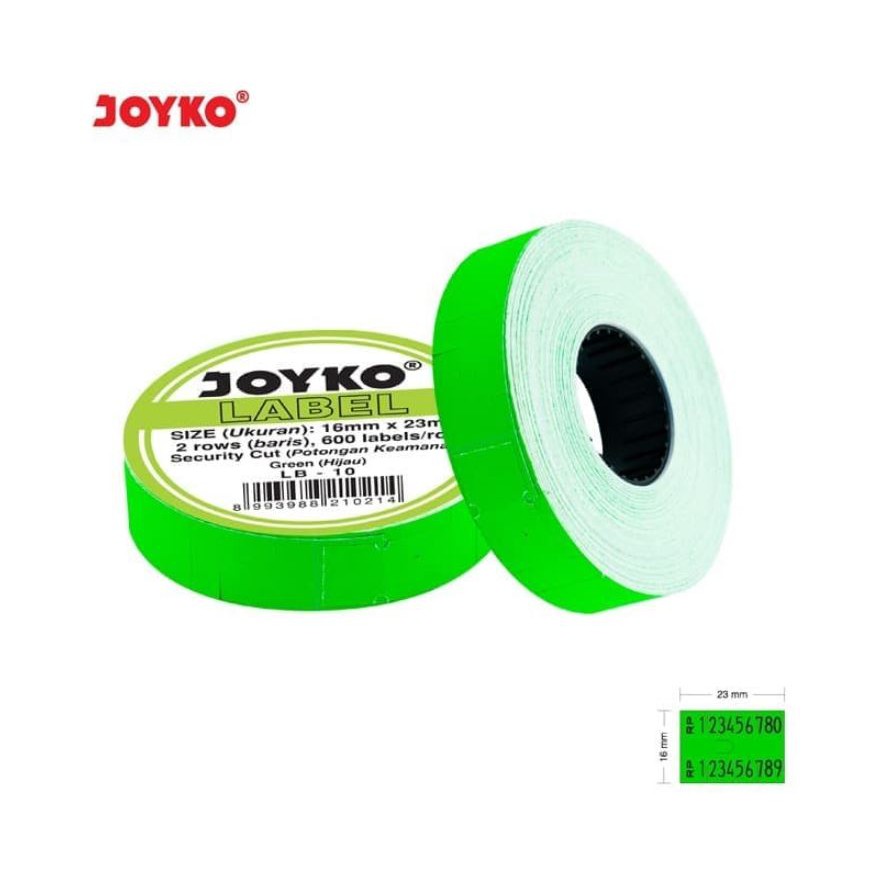 

KERTAS LABEL HARGA JOYKO 2 BARIS HIJAU LB-10 / Price Label Roll Joyko 2 Line Warna Hijau LB-10