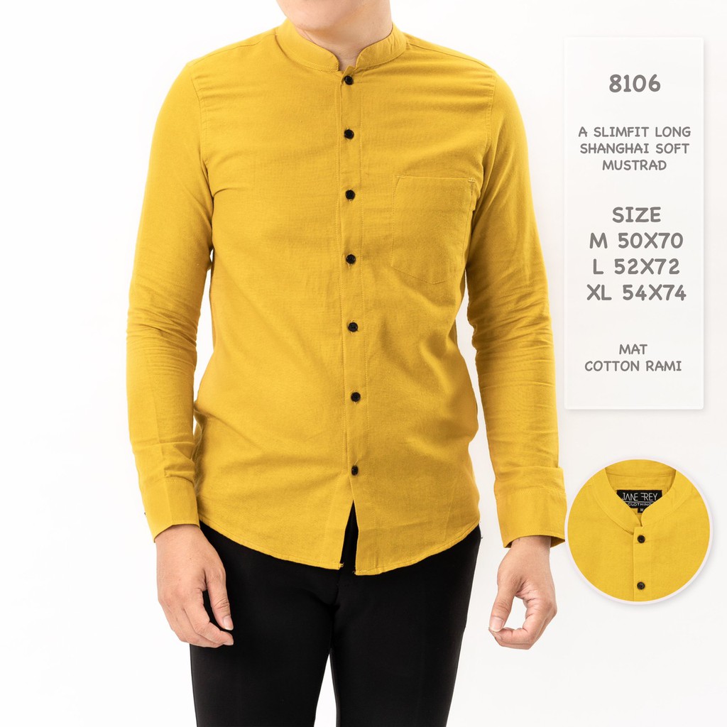 Menfashionhouse Baju Kemeja Koko Pria Lengan Panjang Polos