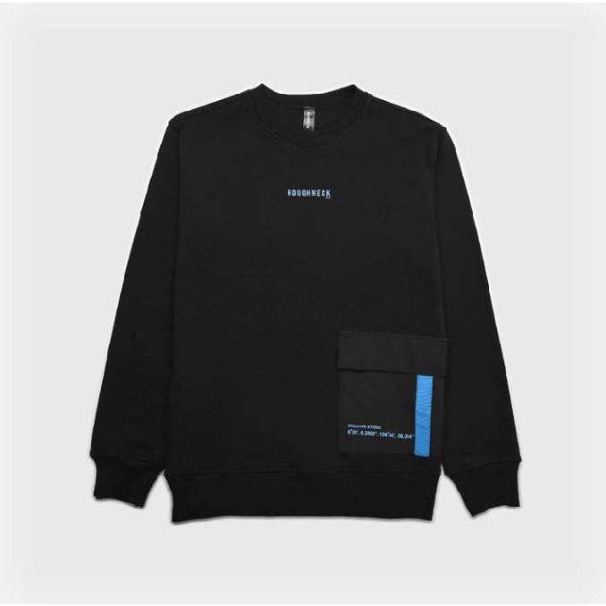 SWEATER ROUGHNECK MOTIF SS0021 HITAM TERBARU DAN MURAH - SWEATERSHIRT ROUGHNECK - CREWNECK ROUGHNECK - JAKET ROUGHNCEK