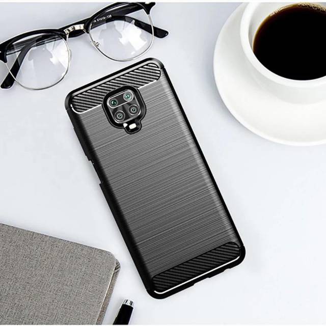 Silicon Case Xiaomi Redmi Note 9S 9 Pro 9 Pro Max Softcase iPAKY Carbon Cover Casing - Hitam