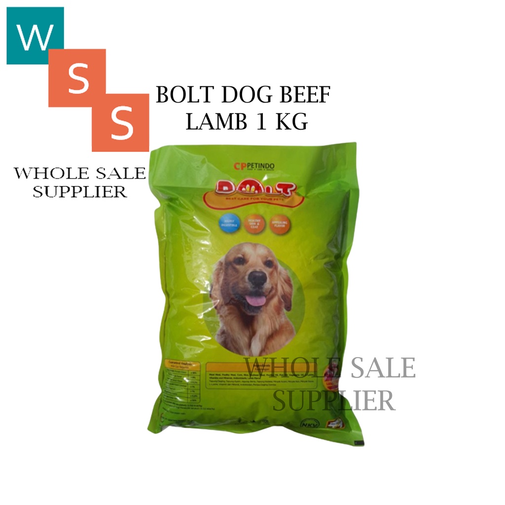 MAKANAN ANJING BOLT DOG BEEF DAN LAMB 10KG=10PCS GOSEND &amp; GRAB