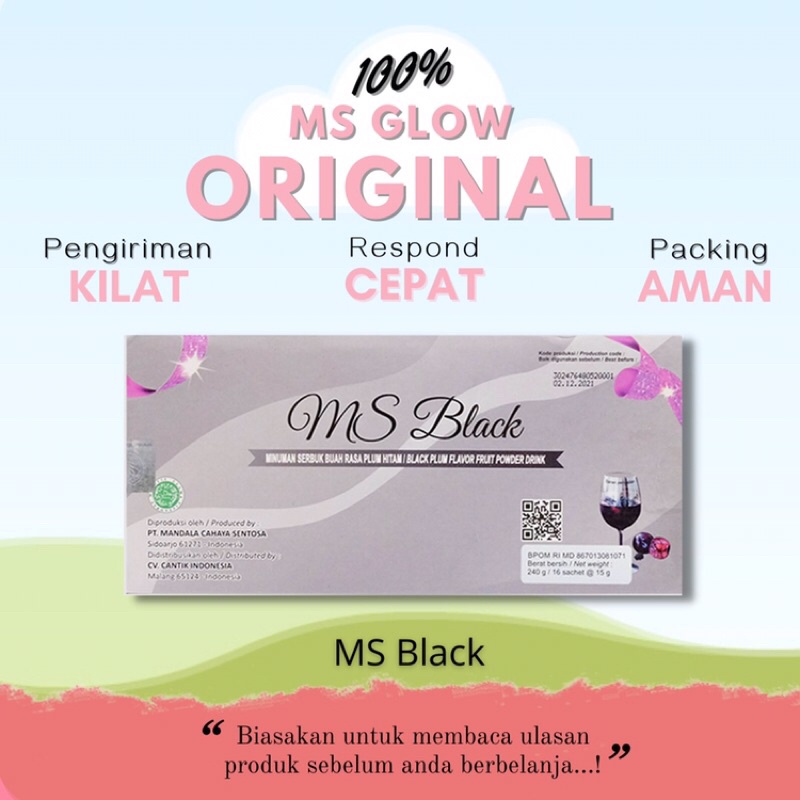 MS GLOW MS BLACK SLIMING DRINK/ skincare pelangsing minuman kesehatan menurunkan berat TJ.BL.C.22