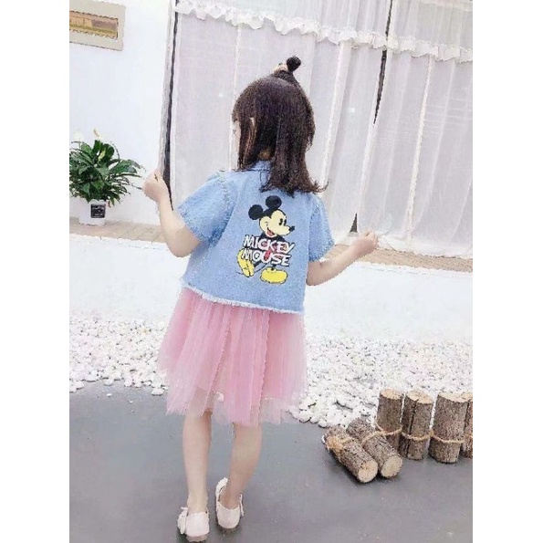 DRESS BAJU ANAK PEREMPUAN 2 IN 1 TUTU DENIM IMPOR MURAH
