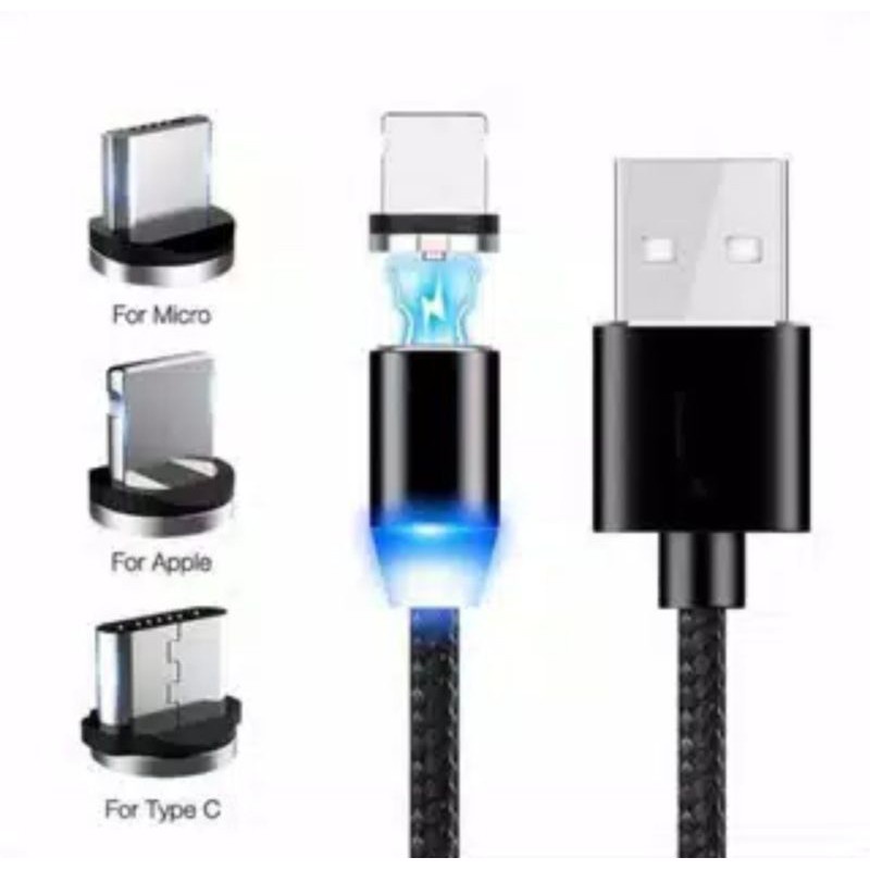 Kabel Data Magnet 3 in 1 Micro Type-C Lightning X CABLE / METAL MAGNETIC CABLE