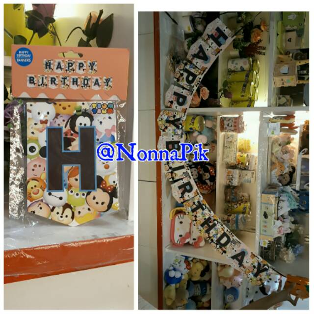 PAJANGAN BENDERA DINDING HAPPY BIRTHDAY Ulang Tahun Disney Tsum Tsum