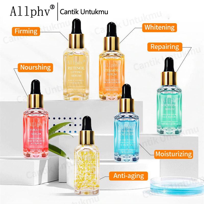 [Ori100%]Allphv Serum Vitamin C Retinol Collagen Hyaluronic Acid Soothing Rose Anti-Kerut Anti-Aging Pelembab Pemutih Essence Wajah