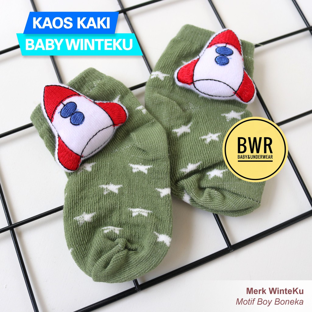 [ 3 Pasang ] Kaos Kaki WinteKu BONEKA Newborn BOY | Kaos Kaki Bayi Laki Laki 0 - 6 Bln || Bwr IX