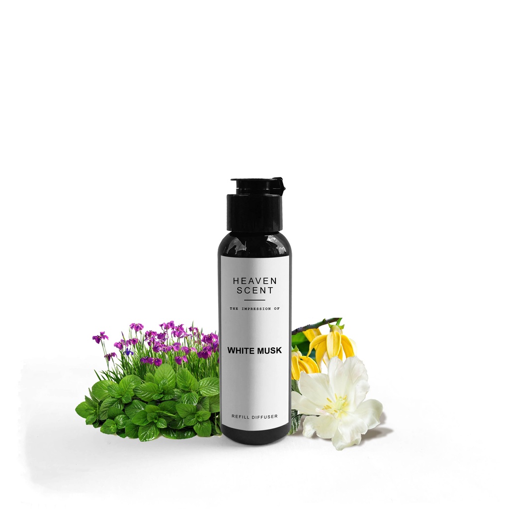HEAVEN SCENT Refill Luxury Reed Diffuser 100 ml - Pengharum Ruangan Aromaterapi Inspired by Fragrance-Body S White Musk