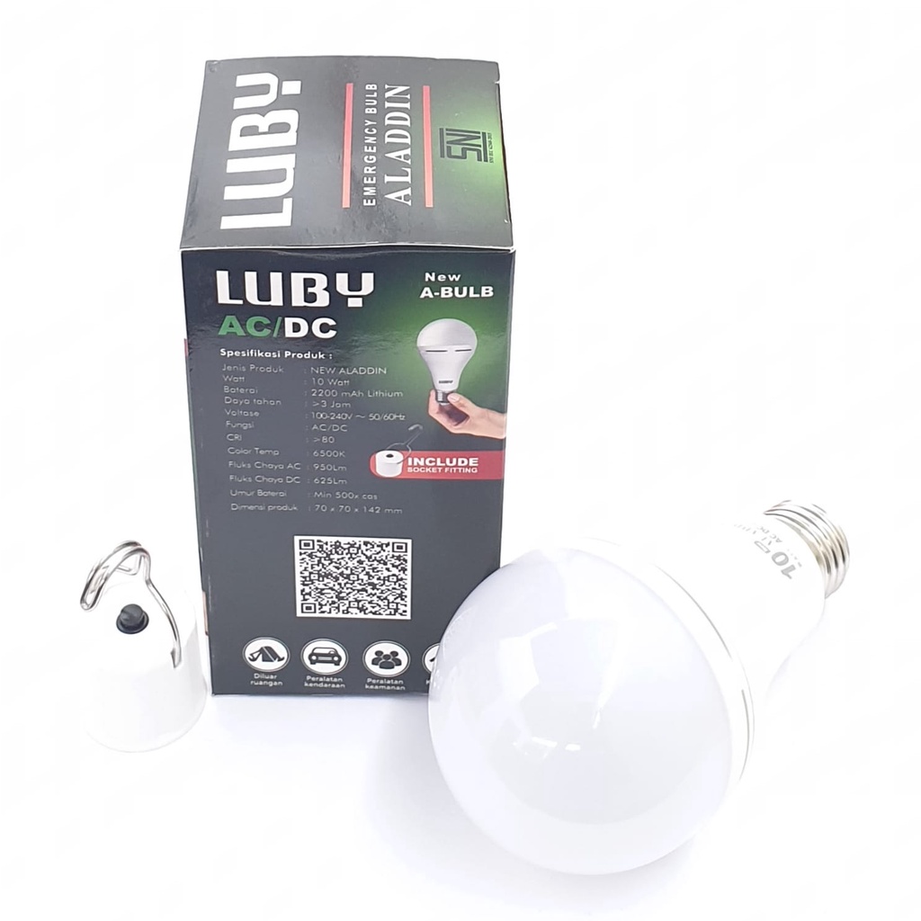 Luby NEW Aladdin 10w AcDc Cahaya Putih  Lampu Led Bohlam Emergency Bulb  Lampu Ajaib Magic Lamp