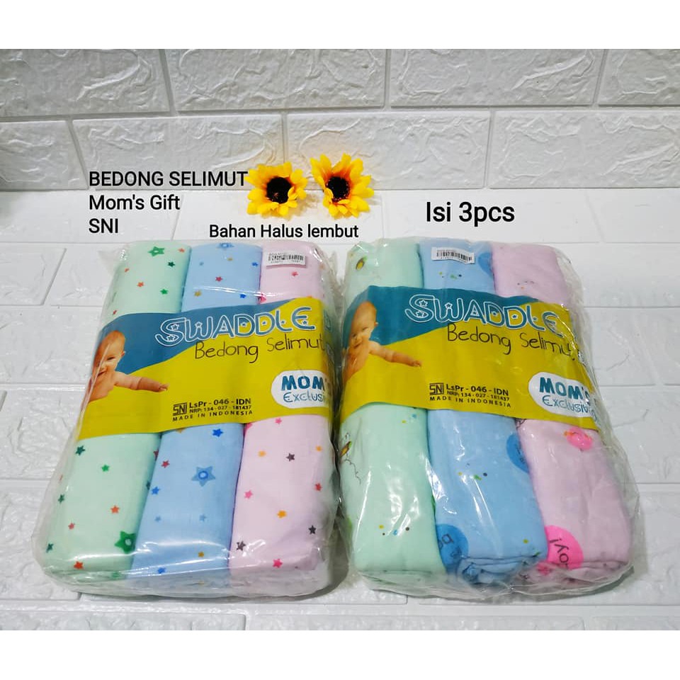 Isi 3pcs Bedong Selimut Bayi SNI Bahan halus lembut 90x110cm