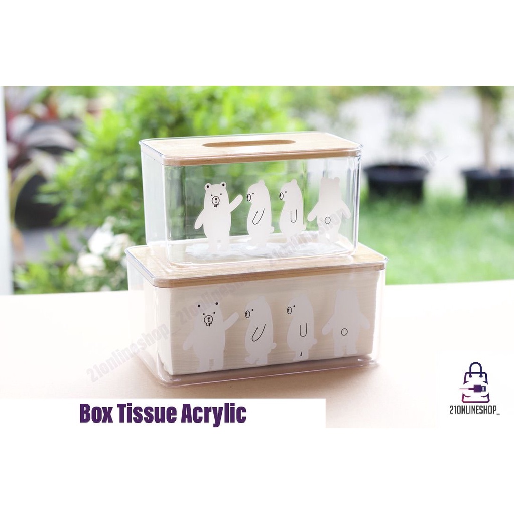 Kotak Tisu Transparan Akrilik Tissue Box Transparant Motif Beruang