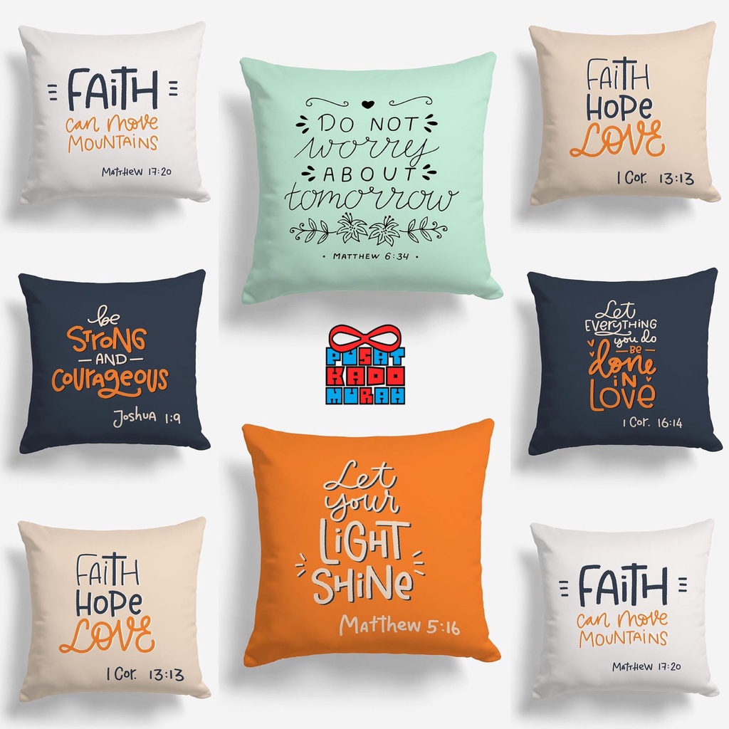 Bantal Sofa Print Motif Ayat Alkitab Kristen / Bible Words 40x40 cm - Pusat Kado Murah
