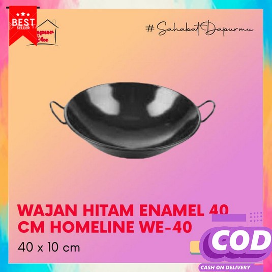 Wajan Premium Tebal Kuali Penggorengan Wok Stainless Steel Wajan Anti  Wajan Hitam Enamel 40 Cm Hom