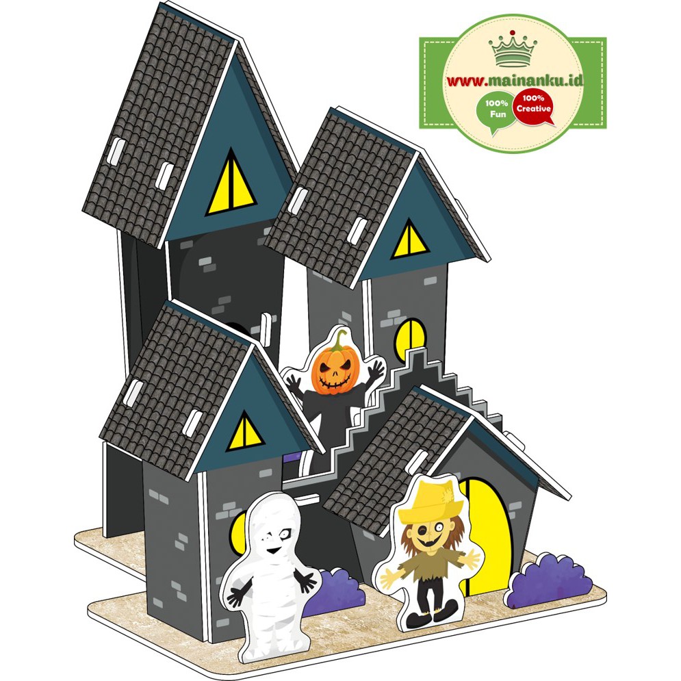 Puzzle 3D Mini | HAUNTED HOUSE - Hallowen - creepy home | Prakarya Anak Sekolah - 1690-52