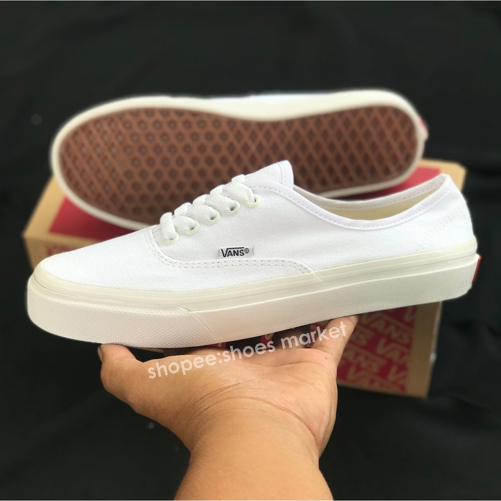 Vans Authentic All White Full Putih Sepatu Couple Sneakers Tali