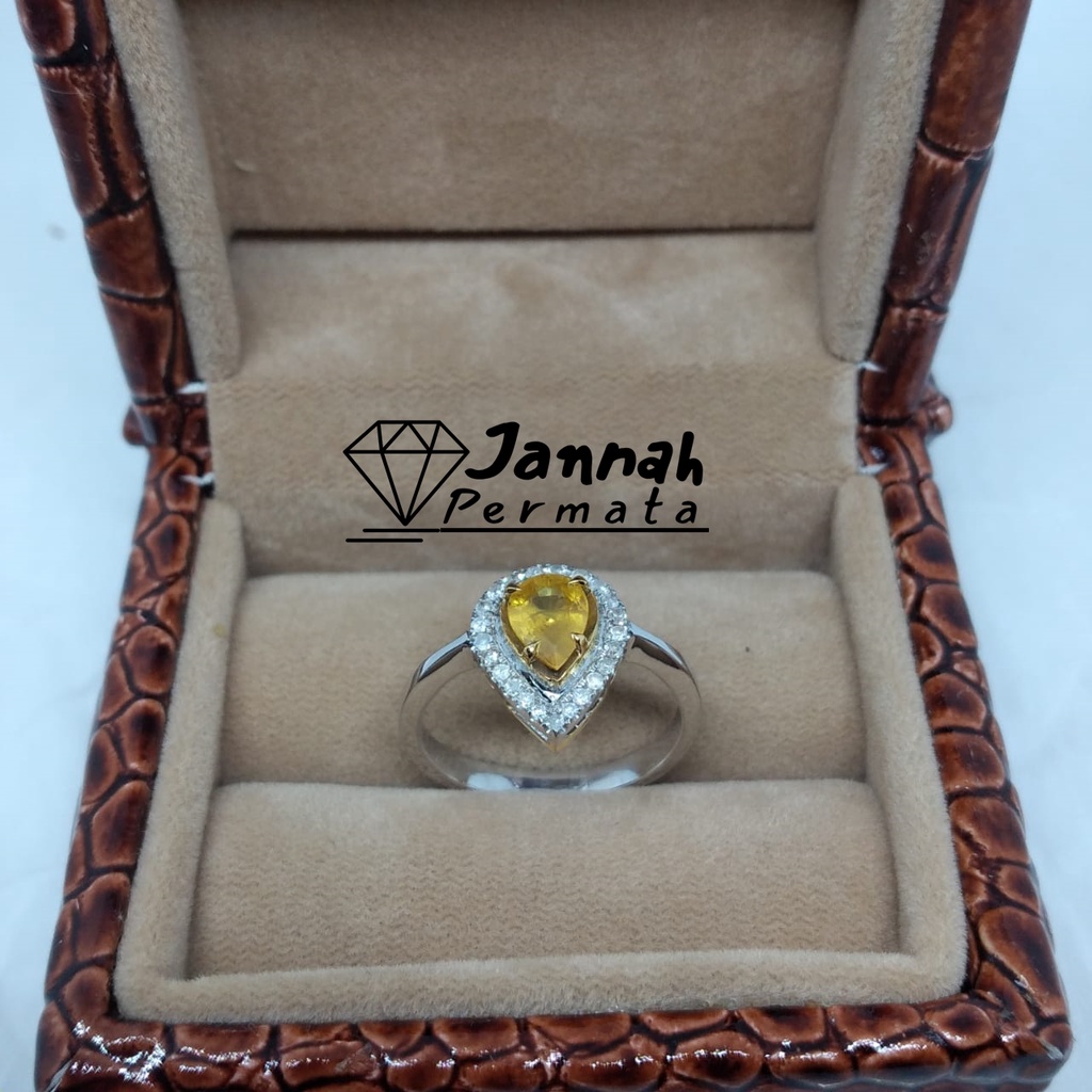 Cincin Fashion Wanita Yakut + Berlian Eropa Murah Perak