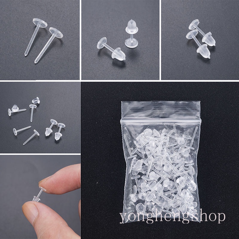 50pcs / Kantong Anting Tusuk Bahan Plastik Hypoallergenic Anti Alergi Transparan Untuk Wanita