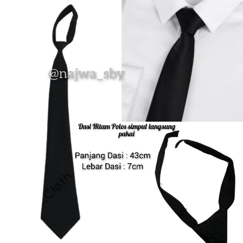 Dasi Hitam Polos/Dasi Kerja Pria Wanita/Dasi MagangDasi Sekolah Hitam