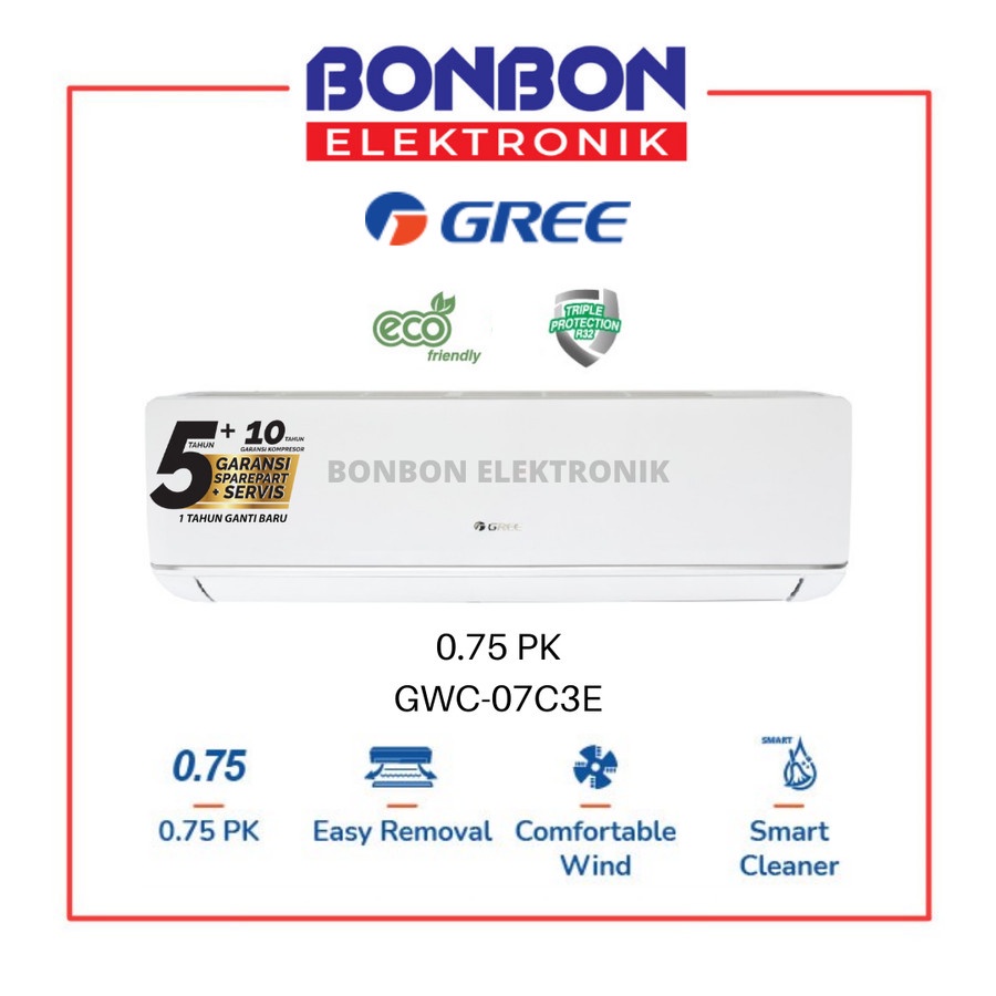 GREE AC 0.75 PK GWC-07C3E Series Low Watt 0.75PK 07C3E C3E