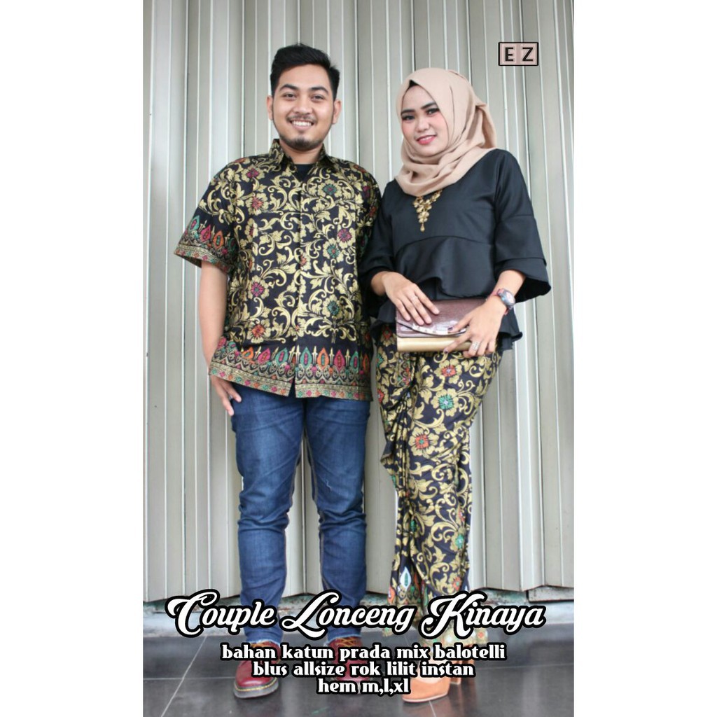 Sarimbit Batik Anggun Couple lonceng Kirana - Warna Merah, Tosca, Hitam, Biru, Kuning - M L XL